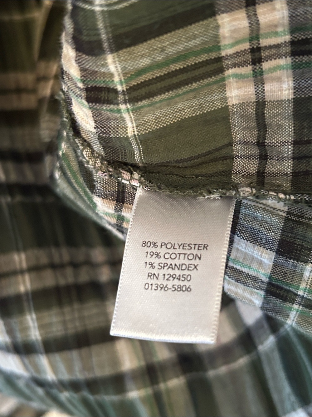 Christopher & Banks Large Green Plaid Short Sleeve Button Front Tie Hem Top - Picture 10 of 10